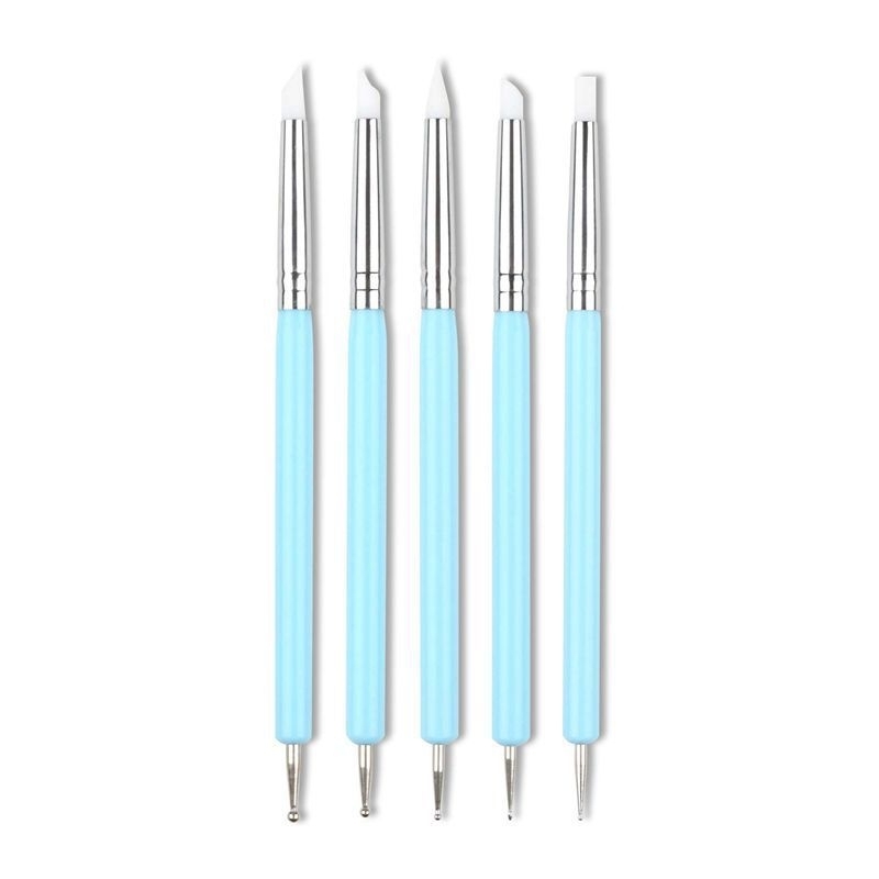 สุดคุ้ม เซ็ท 5 ชิ้น ใช้ได้ 2 ด้าน Dotting Tool Silicone ไม้ปั้น ทูอินวัน ดินเบา ฟองดอง โพลิเมอร์ แต่งเล็บ