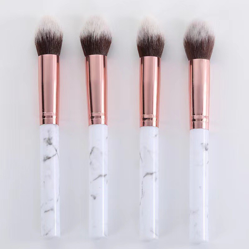 An cai na1-0011 แปรงปัดแก้ม แปรงแต่งหน้า ขนนุ่ม ทรงพุ่มดอกบัว ติดสีดี ไม่บาดผิว อ่อนโยนต่อผิวหน้า White Marble Brush