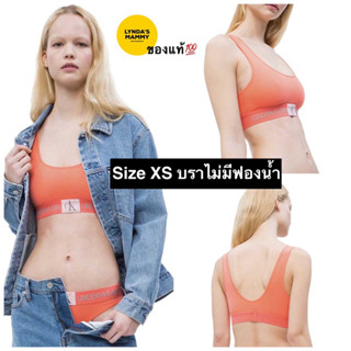 พร้อมส่ง L5 size XS บราไม่มีฟองน้ำ Calvin Klein Monogram unlined bralette สี Orange