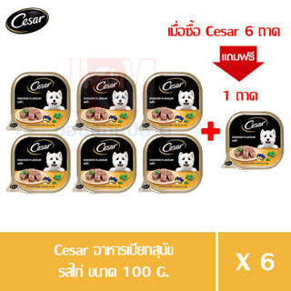 (แถมฟรี 1 ถาด)Cesar อาหารเปียกสุนัข โตเต็มวัย รสไก่ ขนาด 100g. (x6 ถาด)