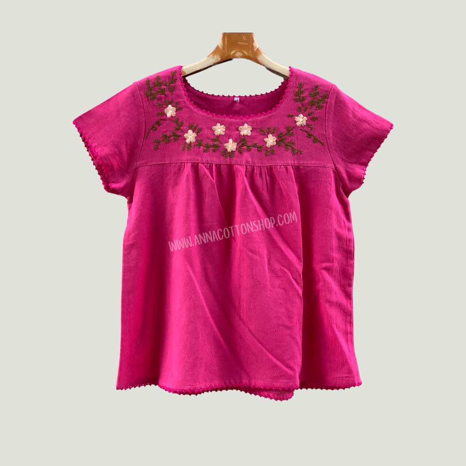 เสื้อผ้าฝ้ายผู้หญิง สวมใส่ง่ายสบายๆ งานปักมือน่ารัก งานถักโครเชต์ คอยูแขนสั้นใส่ทำสวน ปลูกดอกปลูกต้นไม้เข้าครัว รูปที่ 7