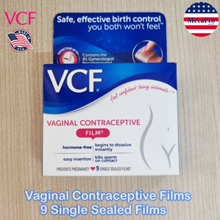 VCF® Vaginal Contraceptive Films 9 Single Sealed Films Prevents Pregnancy ผลิตภัณฑ์ คุมกำเนิด แบบแผ่นฟิล์ม