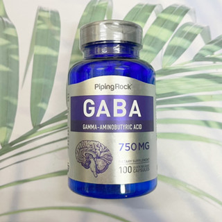 กาบา GABA 750 mg 100 Quick Release Capsules (Piping Rock®) กาบ้า Gamma-Aminobutyric Acid