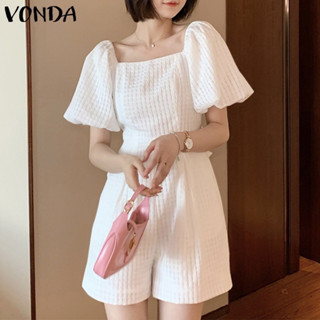 พร้อมส่ง!! VONDA ชุดจั๊มสูทขาสั้น จั๊มสูทสไตล์เกาหลี ไชส์L ของใหม่