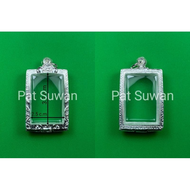 กรอบพระ ตลับเงิน ใส่พระสมเด็จ ทรงสี่เหลี่ยม 佛牌框架，银壳，放 Phra Somdet，方形 - รูปที่ 2