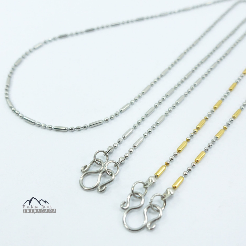 U63 ลายไข่ปลา สีเงิน สองกษัต ขนาด 1.5 มม ยาว 18-24 นิ้ว สร้อยผู้หญิง สร้อยคอ สร้อยสแตนเลสแท้ stainless necklace