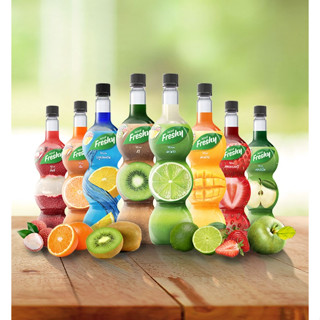 Freshy ไซรัปน้ำผลไม้ 710ml Strawberry, Lychee, Mango, Orange, Blue Lemon, Kiwi, Apple