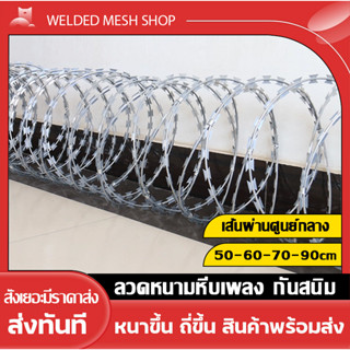 ยาว10m ลวดหนามหีบเพลง เส้นผ่านศูนย์กลาง70cm ล้อมรั้ว ล้อมสวน บ้าน รุ่นBTO-22Hot Dipped Galvanized Razor Barbed Wire