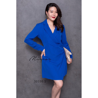 MeLLo BLAZeR DReSS•• เบรเซอร์เดรส  แพทเทรินทรงเรียบง่าย มีดีเทลแขนยาว คอปกสูทเทเลอร์อกไขว้ ด้านในมีกระดุมให้ติด