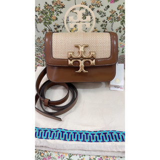 พร้อมส่ง 🔥🔥Sale 11699🔥🔥 เท!! งาน shop Tory Burch Eleanor Straw Small Convertible Shoulder Bag สีBrown สวยคลาสสิค