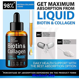 Biotin &amp; Collagen ชนิดหยด ขนาด60ML ทานได้60ครั้ง ช่วยบำรุงผม/ผิวและเล็บ