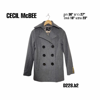 CECIL McBEE coat เสื้อโค้ทกันหนาวแบรนด์ดี ป้ายทซับในสวยสีเทา อก 36 ยาว 27 D228.b2