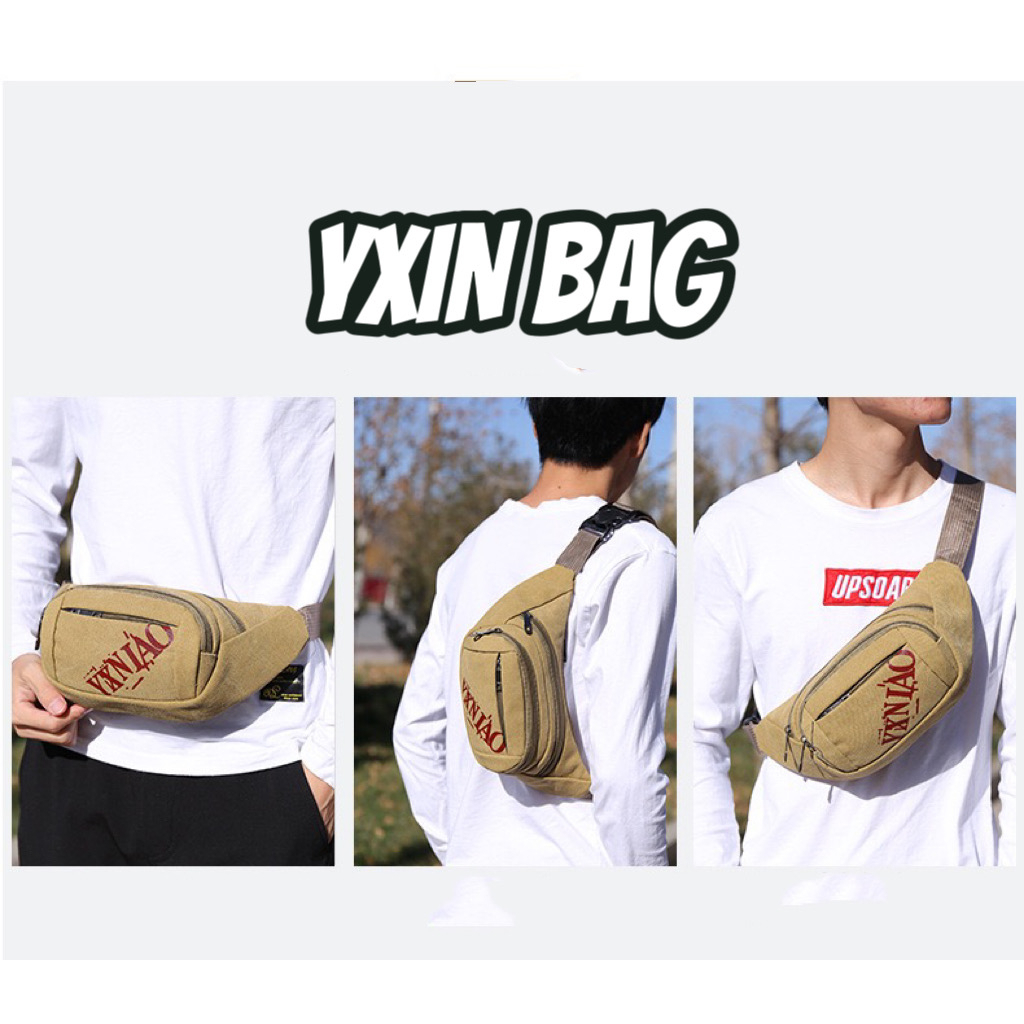 กระเป๋าคาดเอว กระเป๋าคาดอกผู้ชาย YX0021# YXIN Fashion กระเป๋าผ้าเเคนวาส ผ้ากระสอบ