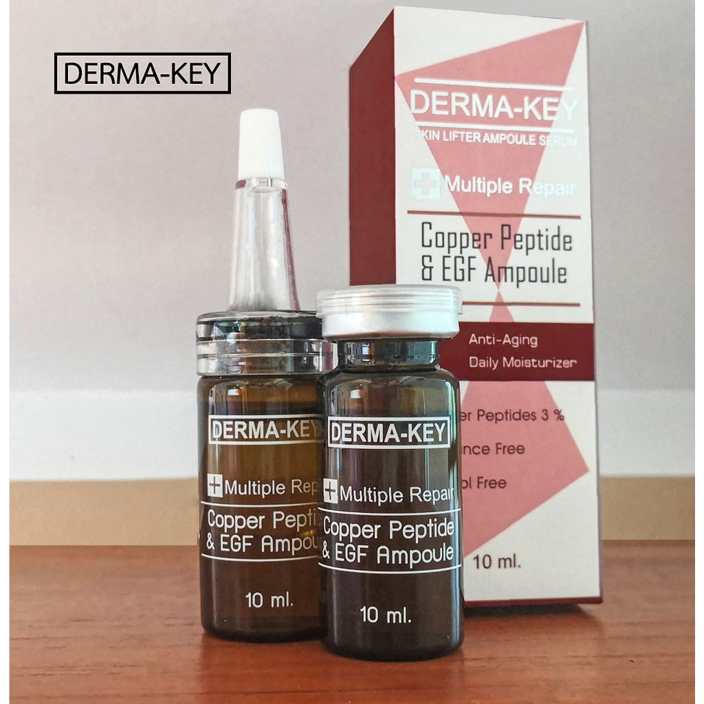 เซรั่มทาบำรุงผิว​ ฟื้นฟูหลุมสิว​ Derma-key​ Copper​ Peptide​&Egf​ Ampoule​ Serum​ 10ml.
