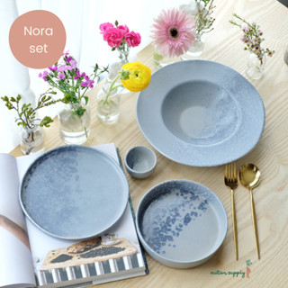 Nora set plate low bowl dip pastaเซรามิค จาน ชามเตี้ย พาสต้า ถ้วยน้ำจิ้ม อาหาร คาเฟ่ เข้า ไมโครเวฟ เครื่องล้างจาน ได้