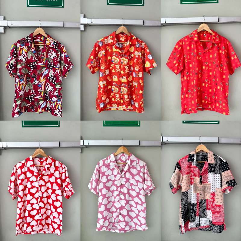 เสื้อฮาวาย ลายคู่รัก หัวใจ วาเลนไทน์พร้อมส่ง