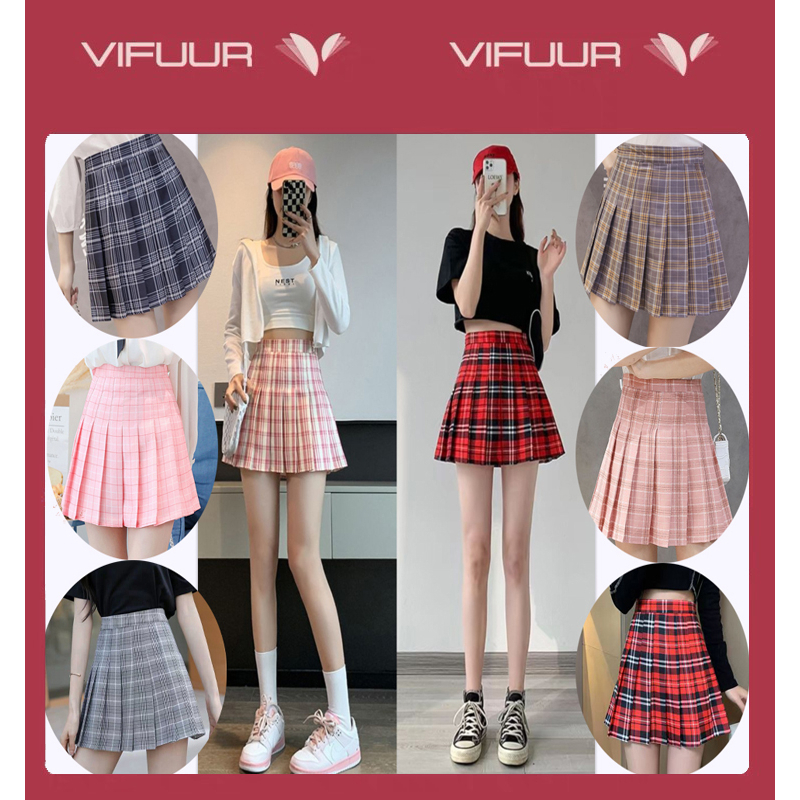 กระโปรงเทนนิส ลายสก๊อตแบบพร้อมซับใน ผ้าดีไม่ยืดใส่สวย ไซส์ XS-3XL (เอว 22-34 นิ้ว) ผ้าโซรอน พร้อมจัดส่ง!