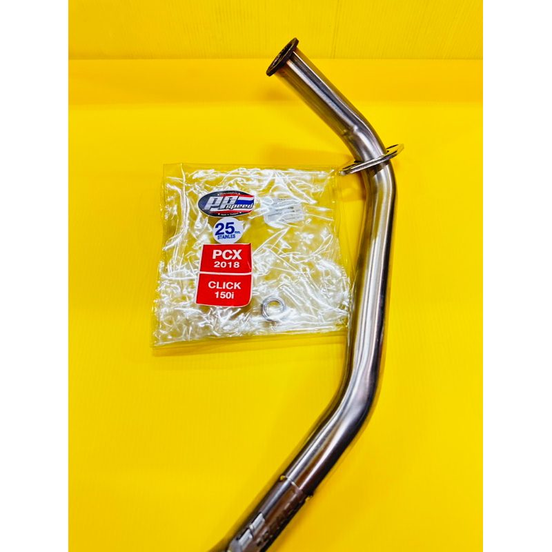 คอท่อ pcx150 ปี2018 ,click150i (25mm)อย่างดี ppspeed คอท่อเลส pcx150 ท่อหน้าเลส pcx150 คอท่อแต่ง pcx