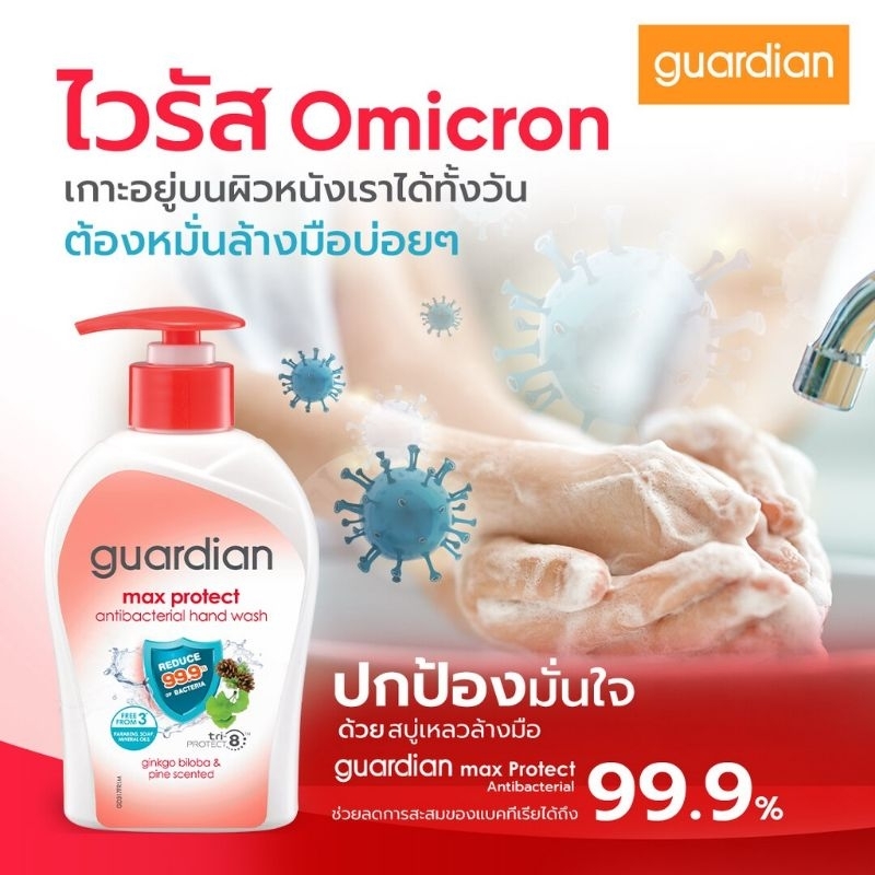 GUARDIAN MAX PROTECT ANTIBACTERIAL HAND WASH 250 ML.