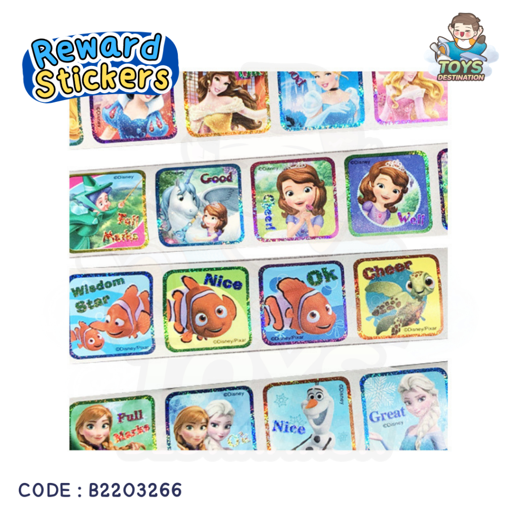 ✅พร้อมส่งในไทย✅ Reward Stickers สติ๊กเกอร์เด็กดี 200 ดวง Cars Princess Frozen Avengers Spiderman Pooh Toy B2203266 - รูปที่ 3