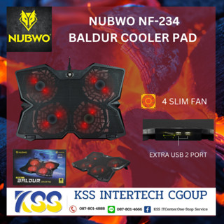 NUBWO รุ่น NF-234 BALDUR COOLER PAD (4 SLIM FAN) พัดลมระบายความร้อนโน็ตบุ๊ค