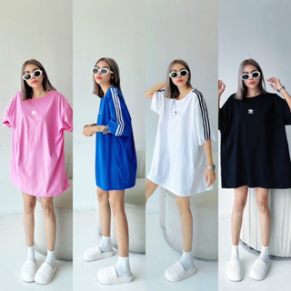 DRESS 🧢  เดรสสั้นคอกลมแขนสั้น ทรง oversize แบบสุดๆ ตีแทบ 3 เส้น ผู้ชายก็ใส่ได้นะคะ ผ้ายืด ใส่สบาย ใส่ง่าย