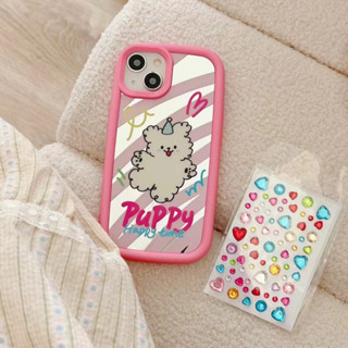 💕ส่งของขวัญ💕เคสไอโฟน 14 Pro Max 13 12 11 เคส for เคสไอโฟน11 ลูกสุนัข สติกเกอร์เพชร กระจกเงา พกง่ายๆ การป้องกันการตก Case