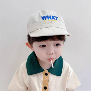 [พร้อมส่ง] หมวกเด็ก 5เดือน - 3ปี รอบหัว:48-50 cm. หมวกแก๊ป (Cap) ปักอักษร WHAT