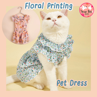 เดรสลายดอกไม้สัตว์เลี้ยง เดรสหมา เดรสแมว เดรสสุนัข Summer เสื้อหมา เสื้อแมว Floral Printing Pet Dress