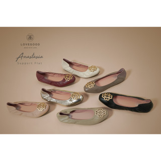 [ LoveGood ] Anastasia 1 Classic color รองเท้าทรงแฟลต บัลเล่ต์ หนังแกะแท้ ใส่นิ่มสบาย  ไซส์ 35-42