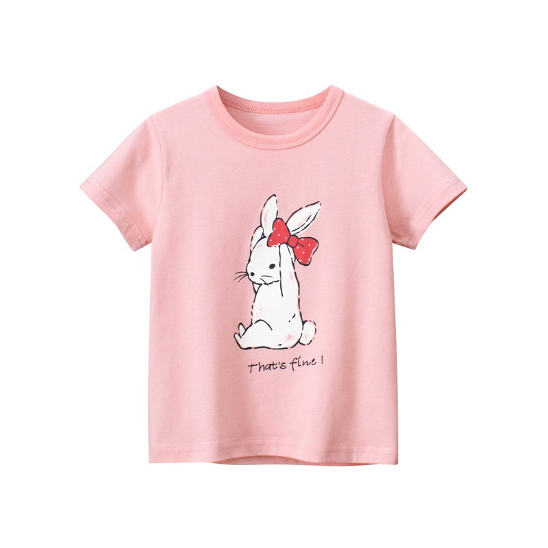 27home เสื้อยืดเด็ก HT9633 กระต่าย That’s fine ! สีชมพู