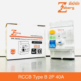 ZEBERG เบรกเกอร์ RCCB Type B 2P 40A 30mA สำหรับรถยนต์ EV