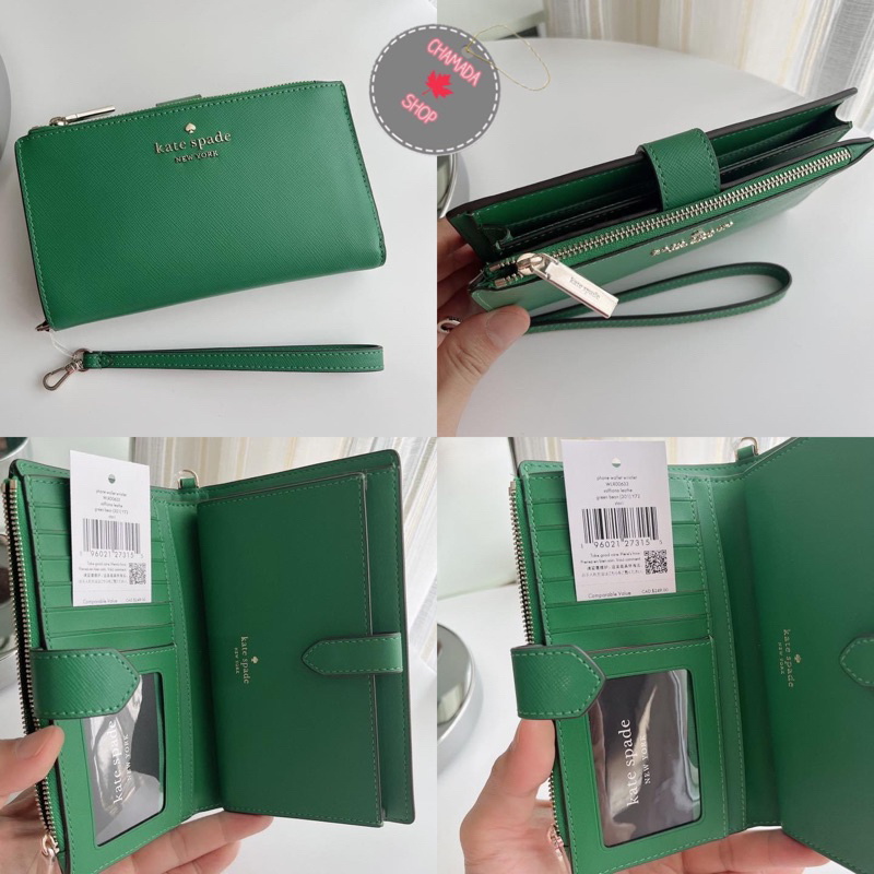 New Kate Spade Staci Saffiano Leather Phone Wallet Wristlet Wallet Wlr00633 แท้💯