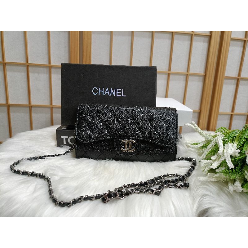 👛 กระเป๋าสะพายข้าง Chanel หนังคาร์เวียร์ สายโซ่สลับหนัง เกรดไฮเอน