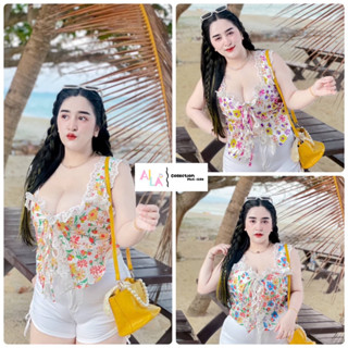 🌸เสื้อลายดอกแต่งลูกไม้ สาวอวบ [Aila Plussize]