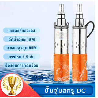 ปั๊มบาดาล โซล่า 24v ซับเมิส แบบสกรูว SOLAR DC Submersible Screw pump 250W สายยาว 10 เมตรปั๊มน้ำโซล่าเซล อย่างทน ท่อออก