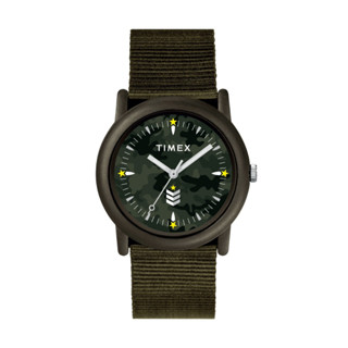 Timex TWLB70100 Camper Camo นาฬิกาข้อมือผู้ชายและผู้หญิง สีเขียว หน้าปัด 34 มม.