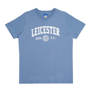 Leicester City T-Shirt เสื้อยืดคอกลมแขนสั้นสีน้ำเงิน ลายLESTER CITY F.C. สัญลักษณ์สโมสร  Leicester City