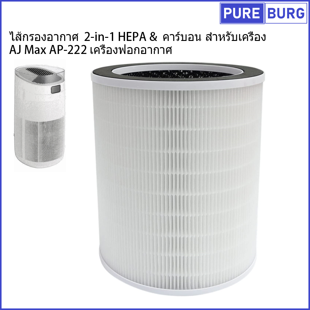 AJ Max AP-222 Simplus KQJH006 เครื่องฟอกอากาศ ไส้กรองอากาศ 2-in-1 HEPA & คาร์บอน สำหรับเครื่อ