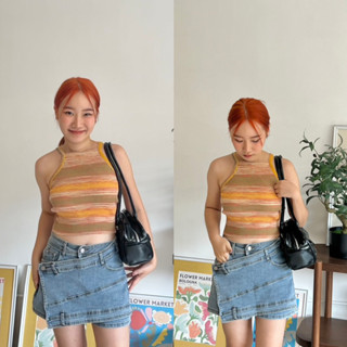 [ใส่โค้ด WYMZXU ลดทันที 15%] 🎗️🎗️Fire tank top 🎗️🎗️เสื้อกล้ามไหมพรม ทอไล่สีส้ม