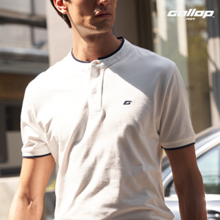 GALLOP : Mens Wear Mandarin Collar Tee เสื้อคอจีน ผู้ชาย ผ้าปิเก้ รุ่น GP9065 สี White - ขาว / ราคาปกติ 1290.-