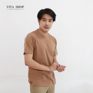 VITASHOP เสื้อยืดสีพื้น Brown Sugar สีน้ำตาล เสื้อยืด ผ้าคอตตอนเนื้อนุ่ม ใส่สบาย พร้อมส่ง