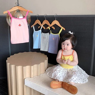 Babyonline(Y167)B1 (ส่งด่วน1วัน)เสื้อสายเดี่ยวไขว์หลังผ้าฝ้ายลายน่ารักๆสำหรับเด็ก ผ้านุ่มเด้ง ระบายอากาศ