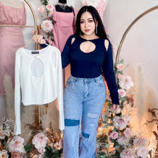 100KG Plus size กางเกงยีนส์สาวอวบ ไซส์ใหญ่ รุ่นปะเข่าขากระบอก ป้ายblackup