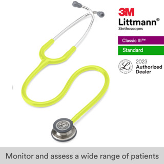 3M Littmann Classic III 27 inch, #5839 (Lemon Lime Tube, Standard-Finish Chestpiece Stainless Stem &amp; Eartubes)