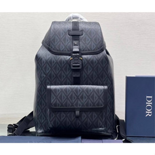 CHRISTIAN DIOR HIT THE ROAD BACKPACK BLACK CD DIAMOND CANVAS AND SMOOTH CALFSKIN