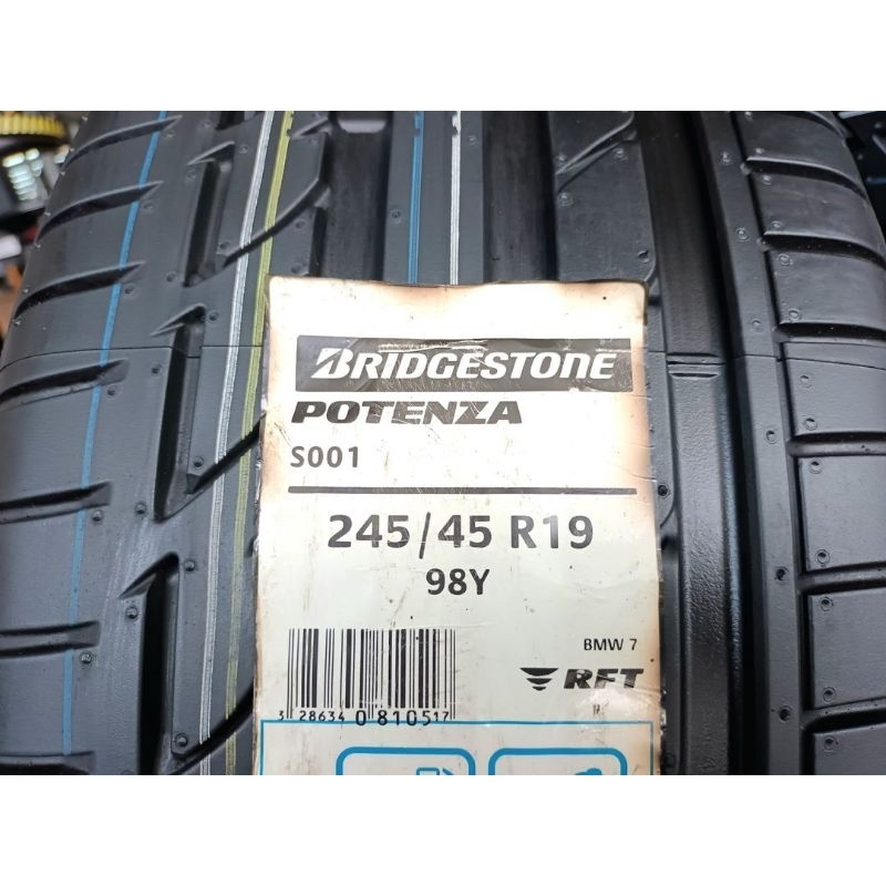 ** มี 2 เส้นค่ะ** ยางใหม่ค้างปี 245/45R19 Bridgestone Potenza S001 Runflat (Made in Poland) ผลิตปลายปี2019 ประกันบวม2 ปี