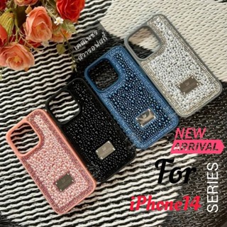 New เคสซิลิโคน สวารอฟสกี้ ประดับมุก 3D iPhone14 Series