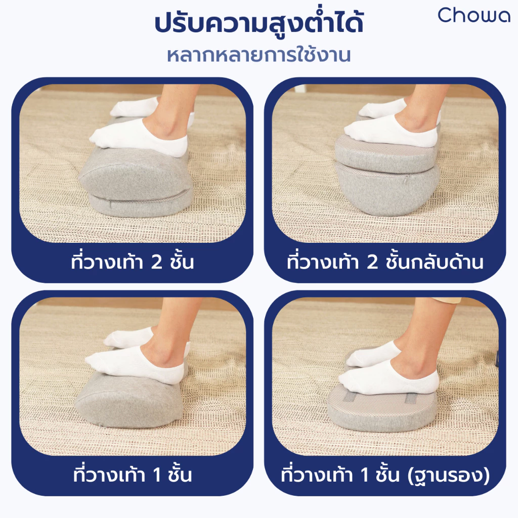 Chowa ที่วางเท้าเพื่อสุขภาพ วัสดุไฮเปอร์เมมโมรี่โฟม ช่วยปรับท่านั่งให้ถูกต้อง ป้องกันเท้าลอย thumbnail 8