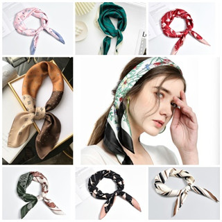 ผ้าพันคอ ผ้าผูกผม  ผ้าไหมซาติน  ขนาด 70x70cm